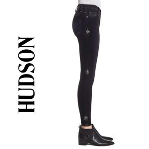 Hudson Women’s Embellished Black Nico‎ Super Skinny Jeans - Size 28